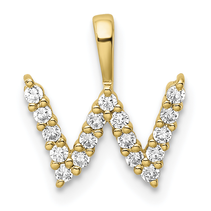 14k 1/6 carat Lab Grown Diamond VS/SI+ G+ Complete Letter W Initial Pendant (PM6988W-017-YLG)