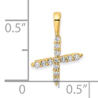 14K Yellow Gold 0.12 Carat Lab Grown Diamond VS SI+ G+ Complete Letter X Initial Pendant view 4
