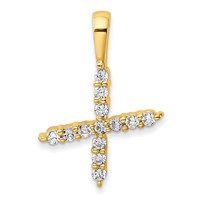 14K Yellow Gold 0.12 Carat Lab Grown Diamond VS SI+ G+ Complete Letter X Initial Pendant view 1