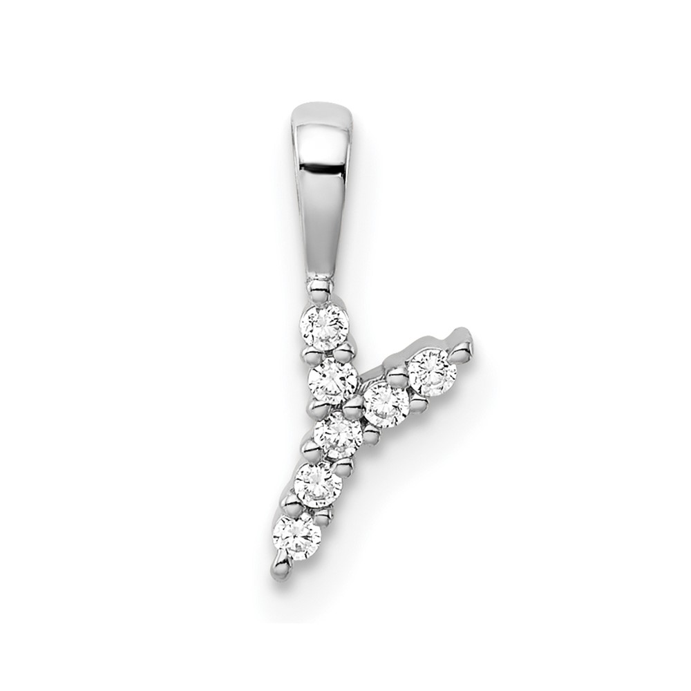 14K White Gold 0.07 Carat Lab Grown Diamond VS SI+ G+ Complete Letter Y Initial Pendant