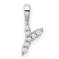 14K White Gold 0.07 Carat Lab Grown Diamond VS SI+ G+ Complete Letter Y Initial Pendant view 1