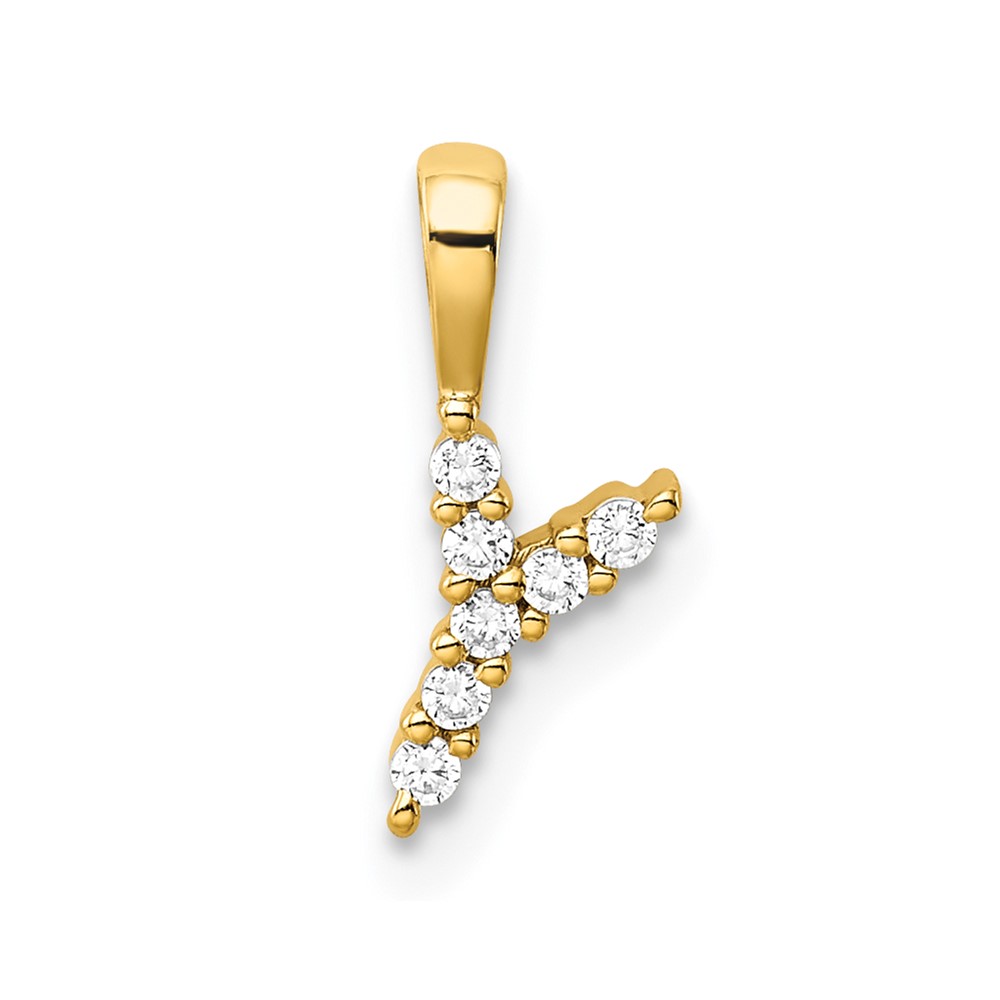 14K Yellow Gold 0.07 Carat Lab Grown Diamond VS SI+ G+ Complete Letter Y Initial Pendant