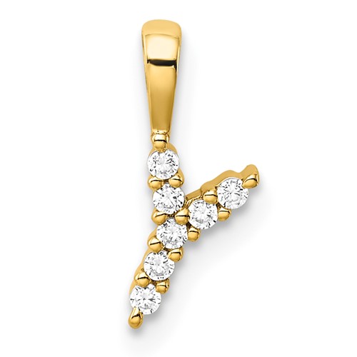 14K Yellow Gold 1/15 Carat Lab Grown Diamond VS SI+ G+ Complete Letter Y Initial Pendant