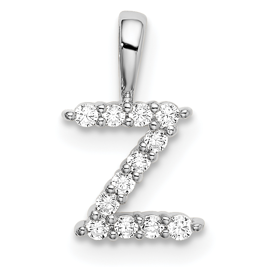 14k White Gold 1/8 carat Lab Grown Diamond VS/SI+ G+ Complete Letter Z Intitial Pendant (PM6988Z-012-WLG)