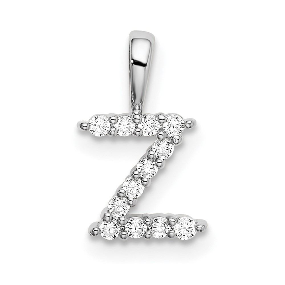 14k White Gold 1/8 carat Lab Grown Diamond VS/SI+ G+ Complete Letter Z Intitial Pendant (PM6988Z-012-WLG)