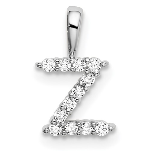 14K White Gold 0.12 Carat Lab Grown Diamond VS SI+ G+ Complete Letter Z Intitial Pendant