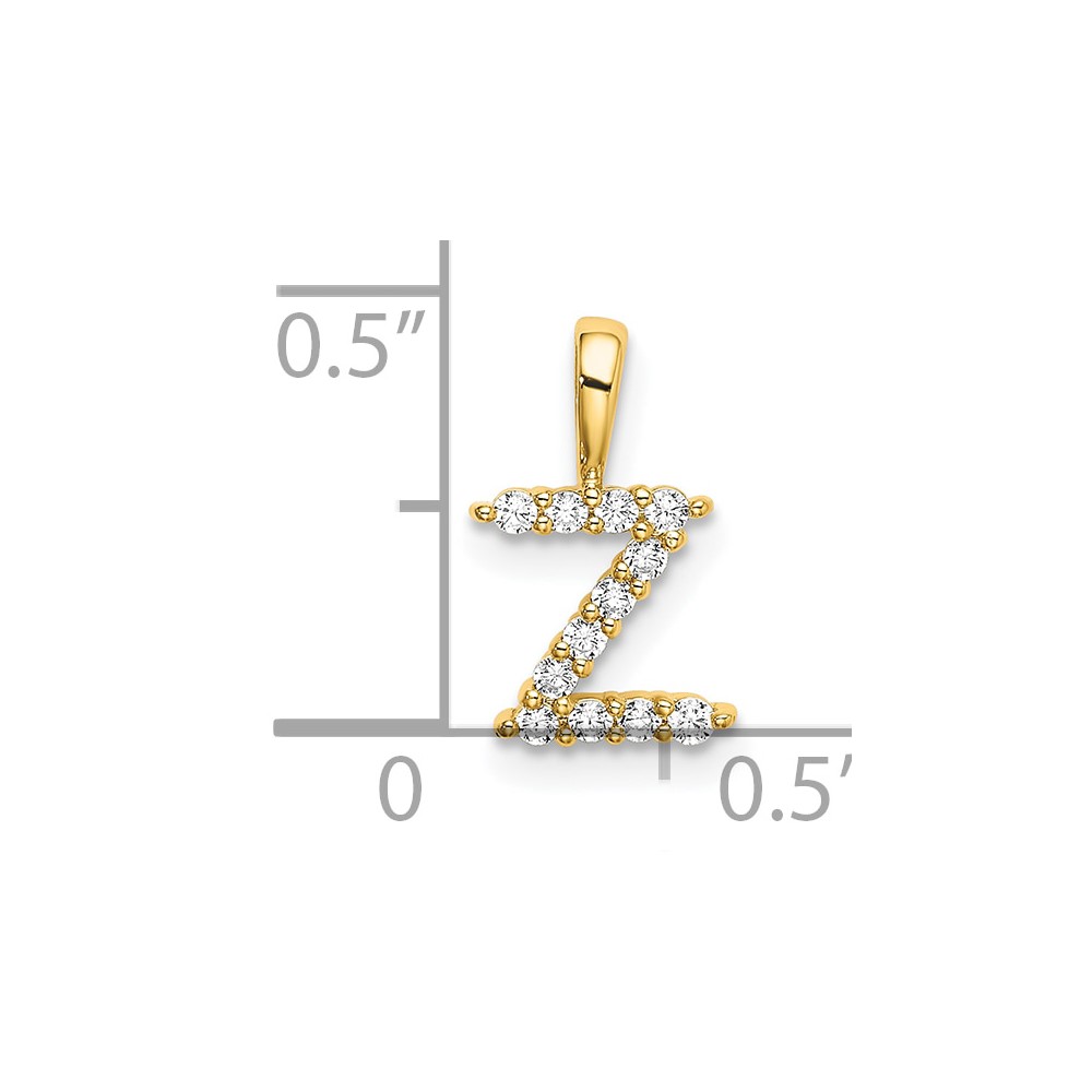14k 1/8 carat Lab Grown Diamond VS/SI+ G+ Complete Letter Z Intitial Pendant (PM6988Z-012-YLG)