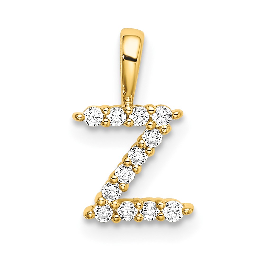 14k 1/8 carat Lab Grown Diamond VS/SI+ G+ Complete Letter Z Intitial Pendant (PM6988Z-012-YLG)