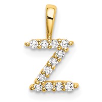 14K Yellow Gold 0.12 Carat Lab Grown Diamond VS SI+ G+ Complete Letter Z Intitial Pendant view 1