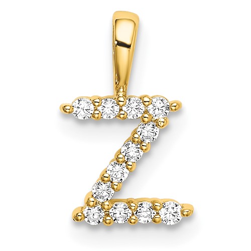 14K Yellow Gold 0.12 Carat Lab Grown Diamond VS SI+ G+ Complete Letter Z Intitial Pendant