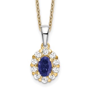 Oval Gemstone and Diamond Halo Pendant Necklaces