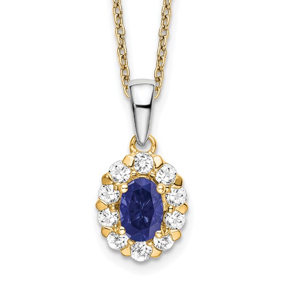 Oval Gemstone and Diamond Halo Pendant Necklaces