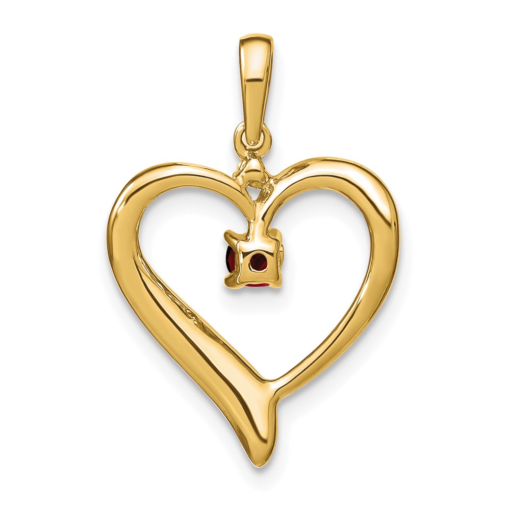 14k Garnet and Diamond Heart Pendant (PM7005-GA-001-YA)