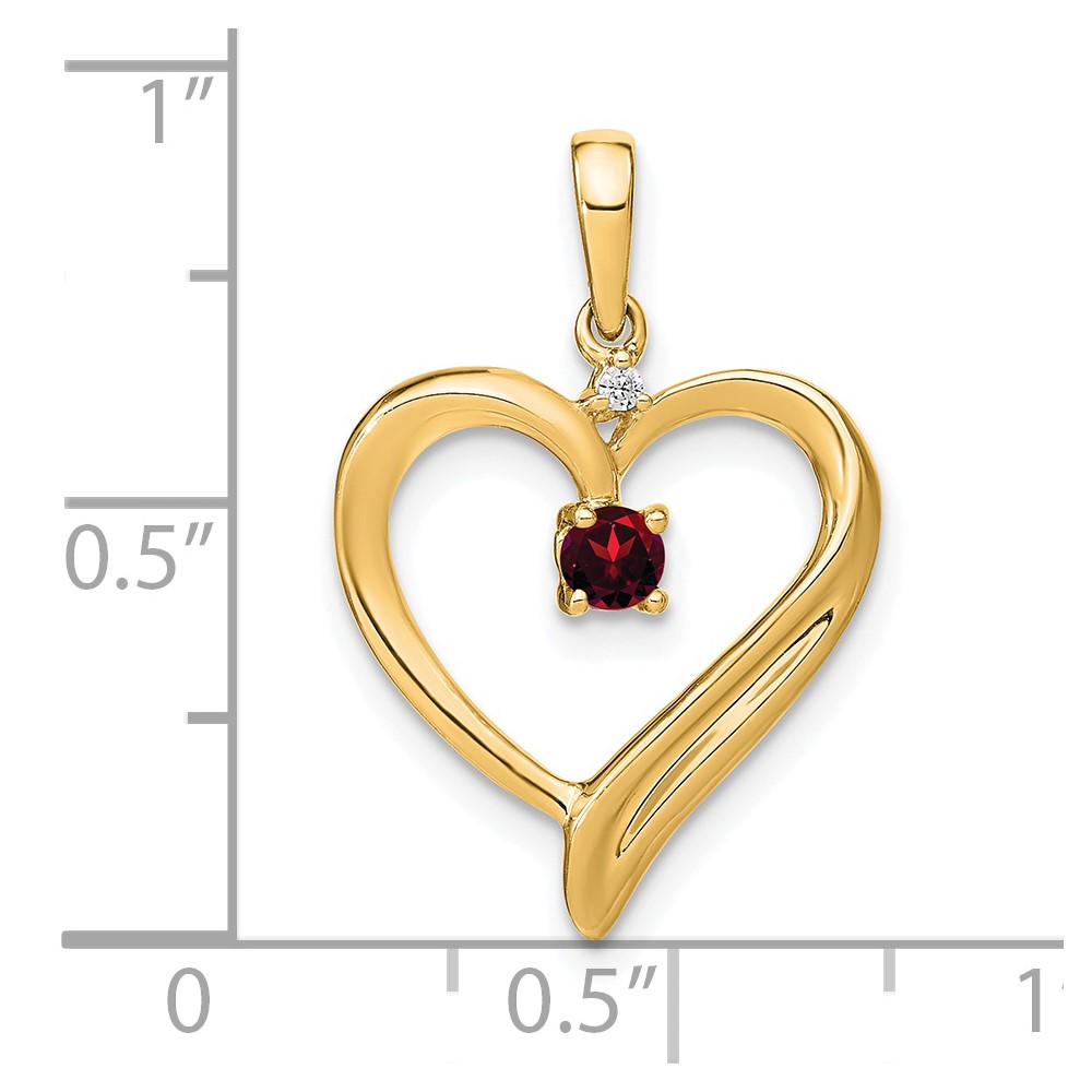 14k Garnet and Diamond Heart Pendant (PM7005-GA-001-YA)