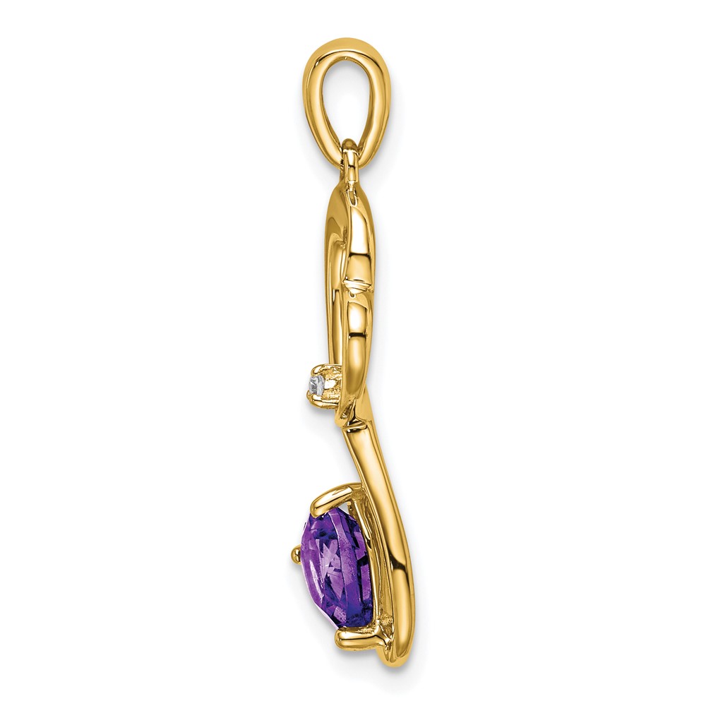 14k Amethyst and Diamond Heart Pendant (PM7007-AM-001-YA)
