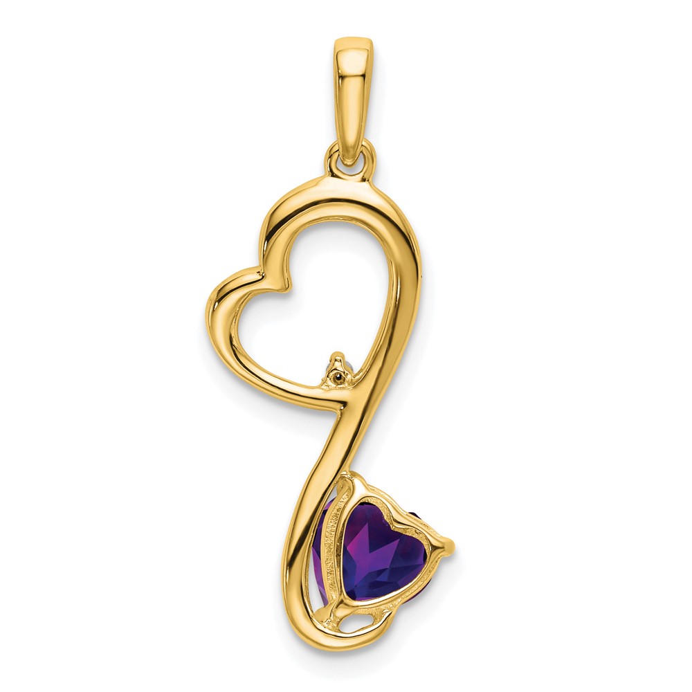 14k Amethyst and Diamond Heart Pendant (PM7007-AM-001-YA)
