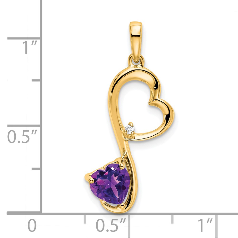 14k Amethyst and Diamond Heart Pendant (PM7007-AM-001-YA)