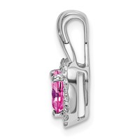 14K White Gold 0.20 Carat Lab Grown Diamond VS SI+ G+ and Lab Created Pink Sapphire Complete Fashion Heart Pendant view 2