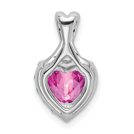 Created Pink Sapphire & Diamond Heart Pendants
