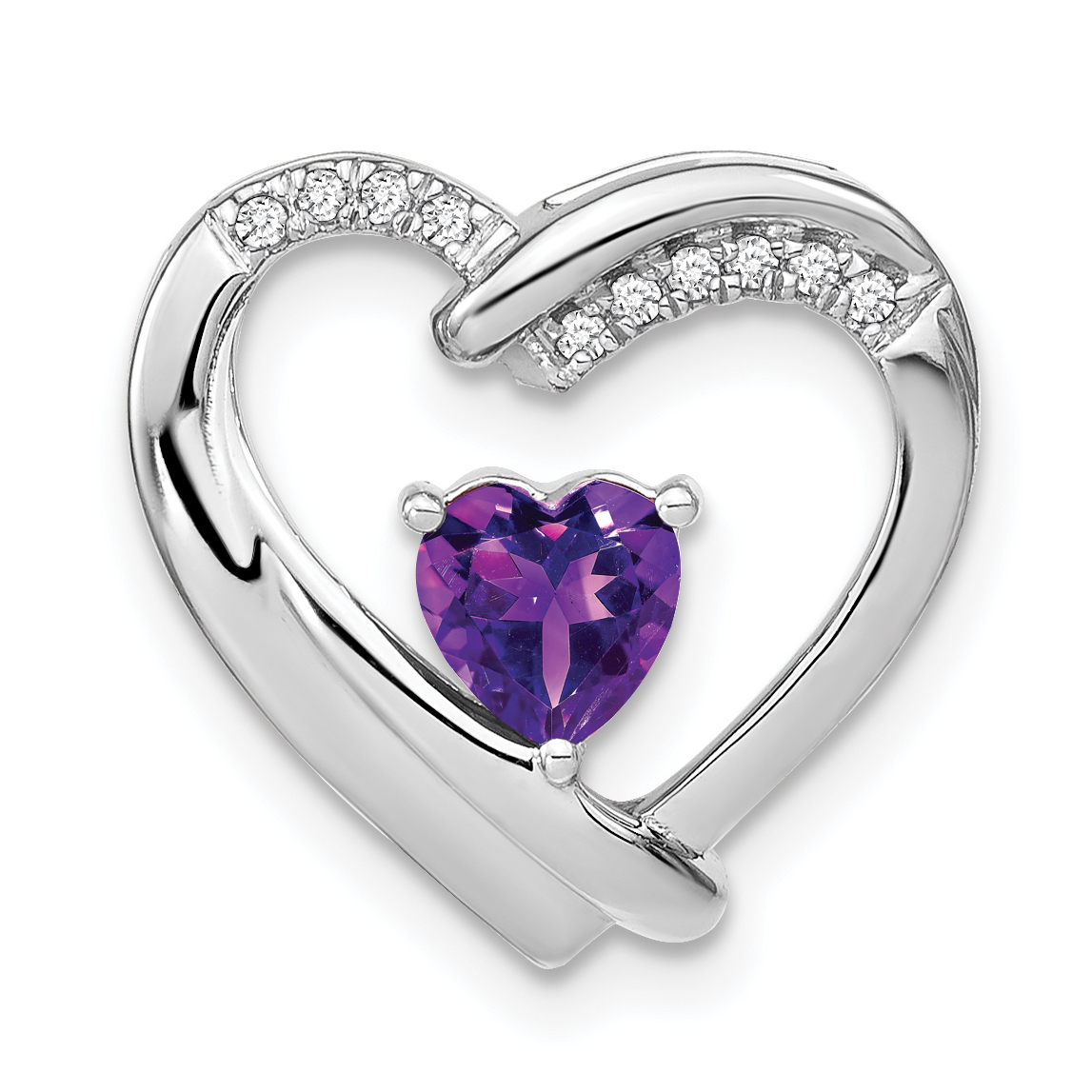Sterling Silver Rhodium-plated Amethyst and Diamond Pendant (PM7018-AM-005-SSA)