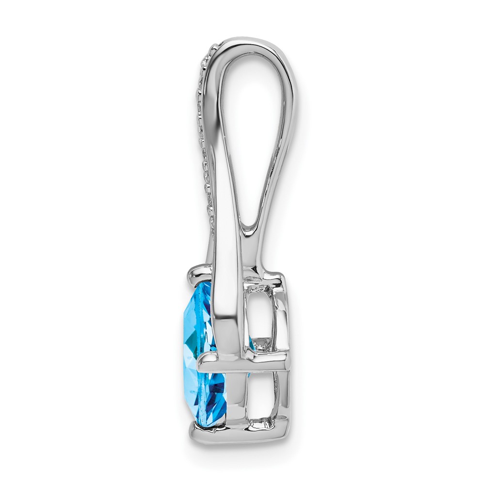 14k White Gold Blue Topaz and Diamond Pendant (PM7032-BT-002-WA)
