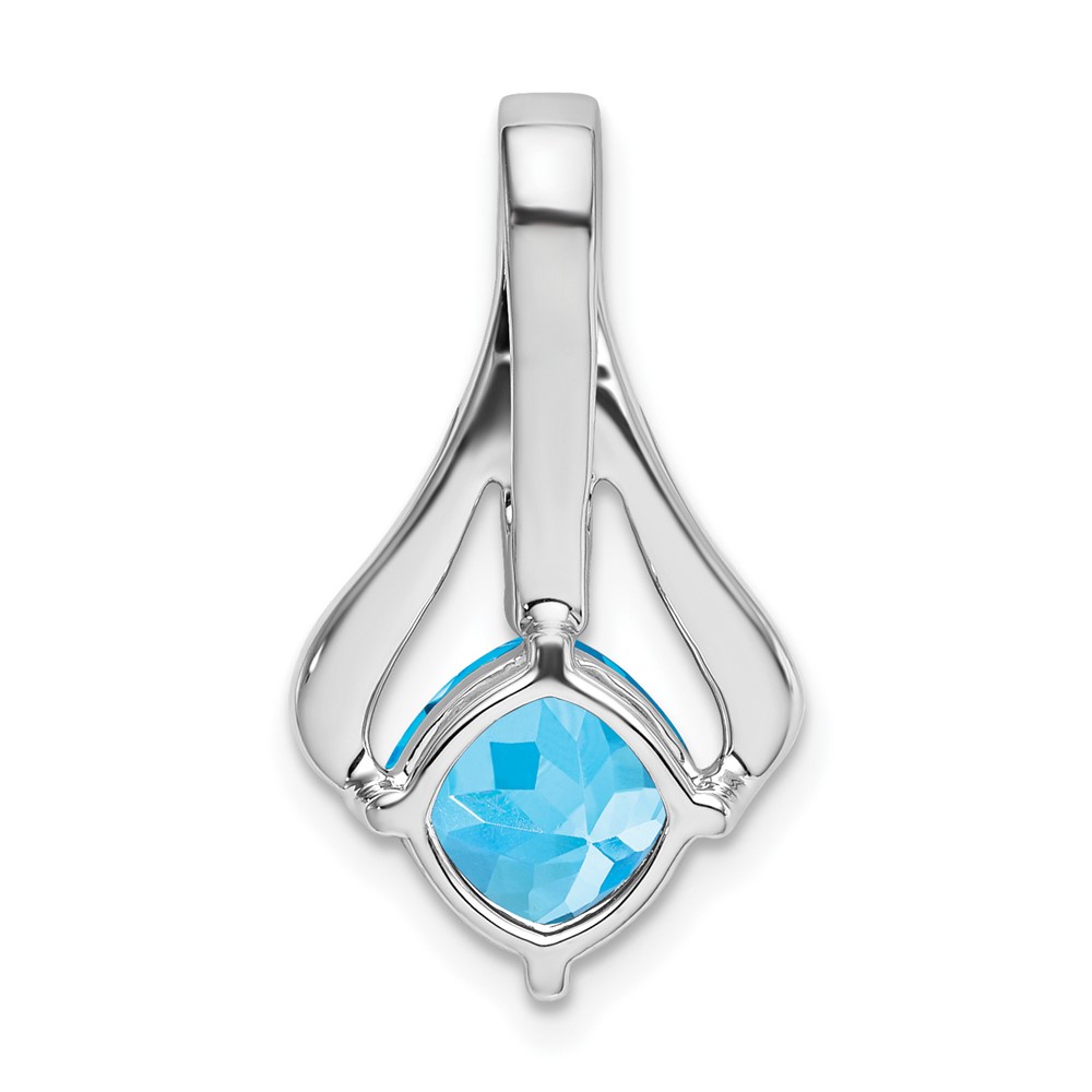 14k White Gold Blue Topaz and Diamond Pendant (PM7032-BT-002-WA)