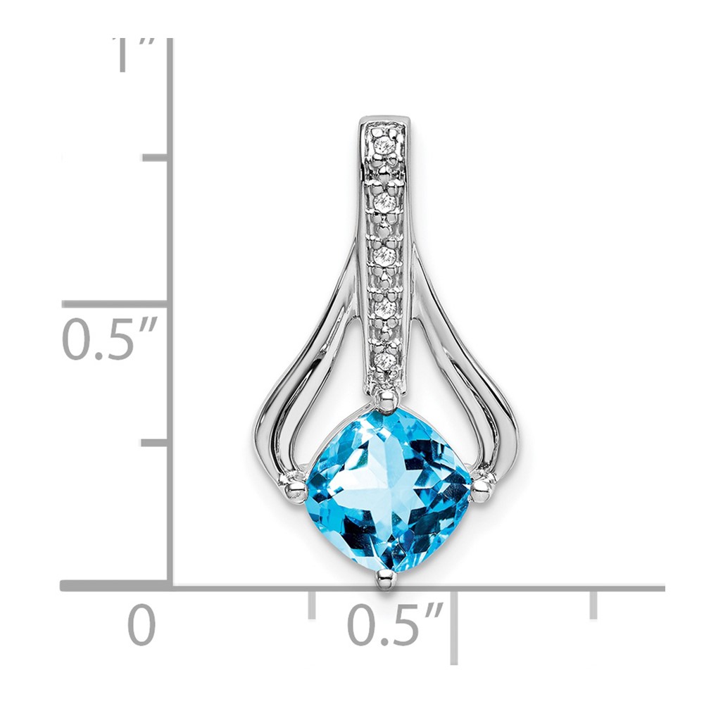 14k White Gold Blue Topaz and Diamond Pendant (PM7032-BT-002-WA)