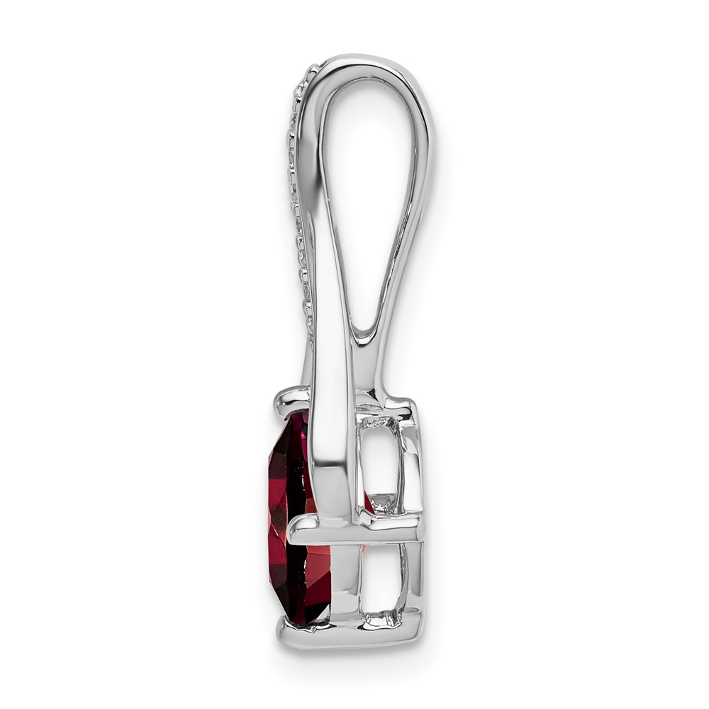 14k White Gold Garnet and Diamond Pendant (PM7032-GA-002-WA)