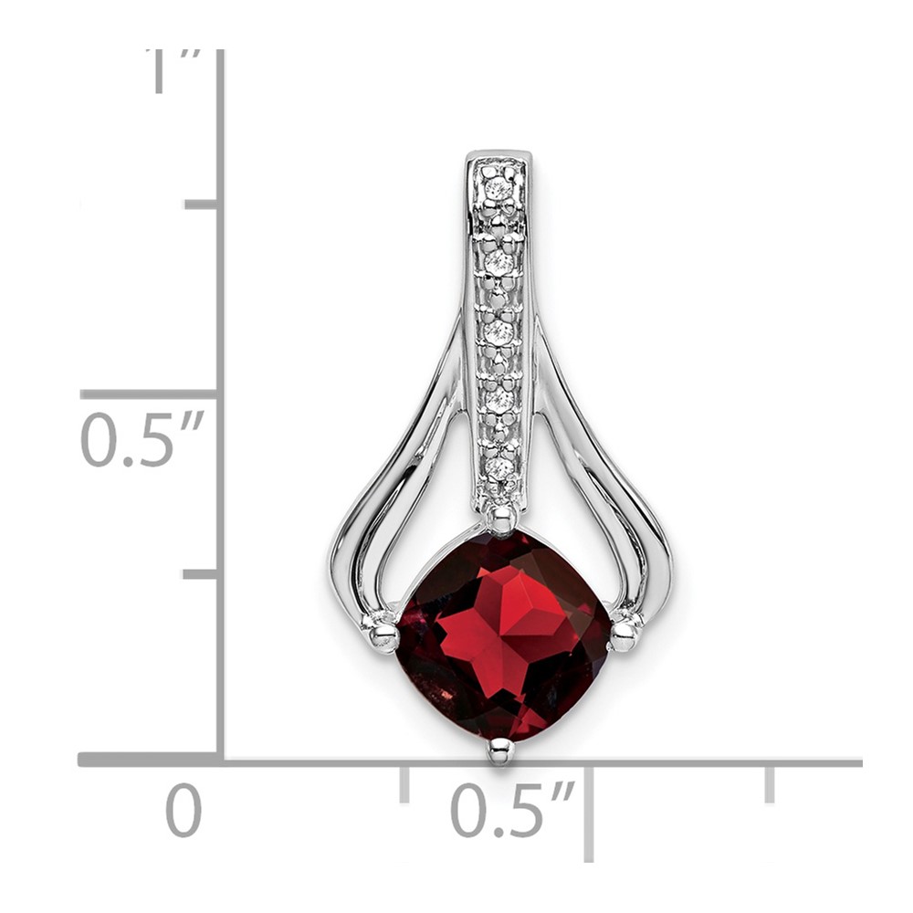 14k White Gold Garnet and Diamond Pendant (PM7032-GA-002-WA)