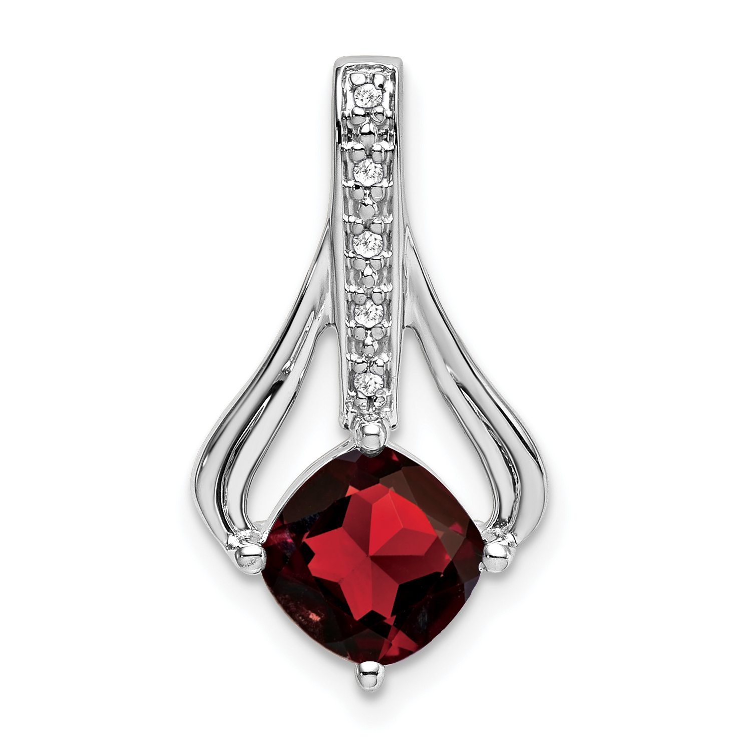 14k White Gold Garnet and Diamond Pendant (PM7032-GA-002-WA)