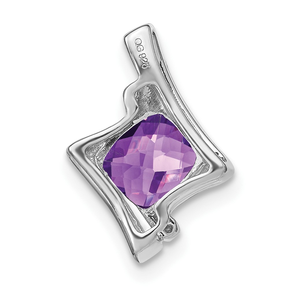 14k White Gold Amethyst and Diamond Pendant (PM7033-AM-001-WA)