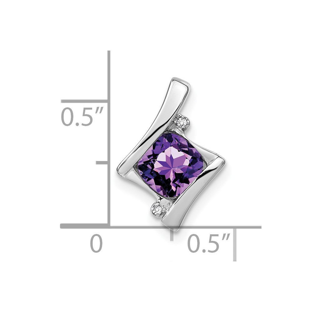 14k White Gold Amethyst and Diamond Pendant (PM7033-AM-001-WA)