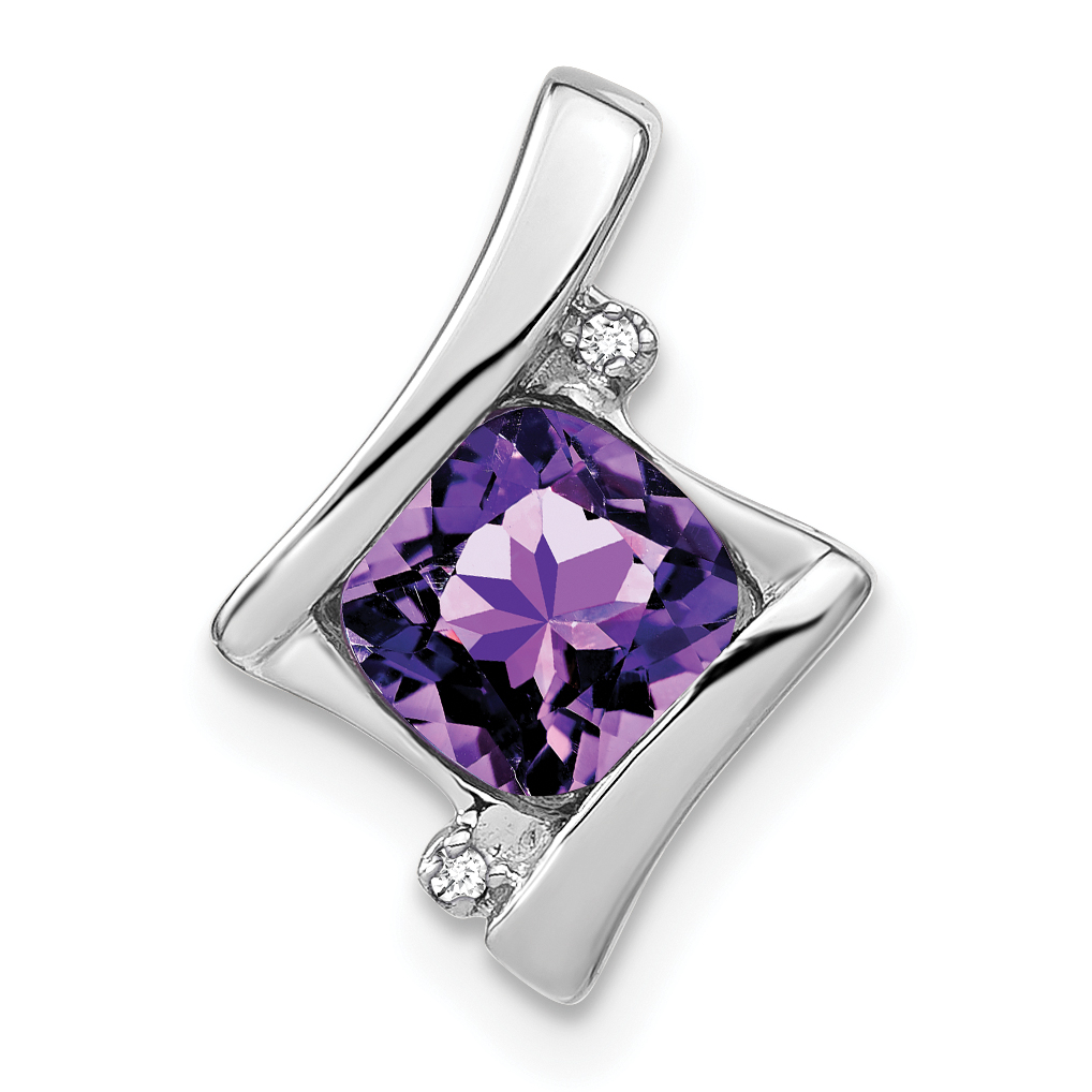 14k White Gold Amethyst and Diamond Pendant (PM7033-AM-001-WA)