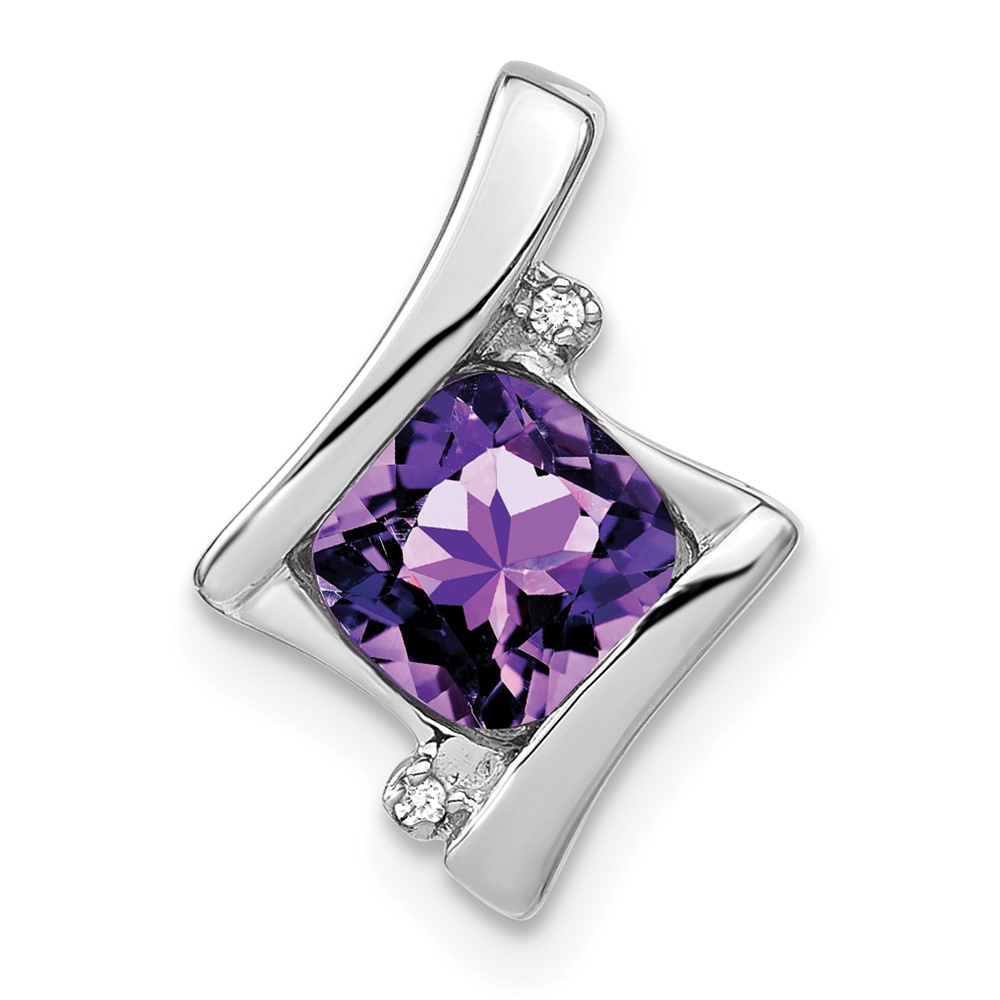 14k White Gold Amethyst and Diamond Pendant (PM7033-AM-001-WA)
