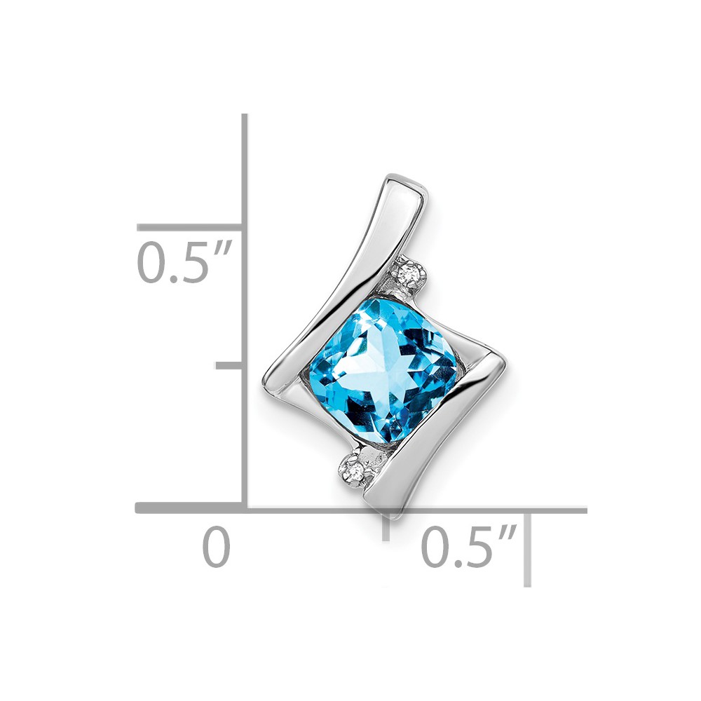 10k White Gold Blue Topaz and Diamond Pendant (PM7033-BT-001-1WA)