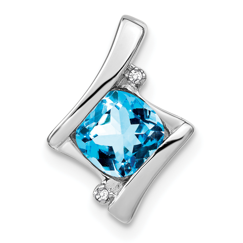 10k White Gold Blue Topaz and Diamond Pendant (PM7033-BT-001-1WA)