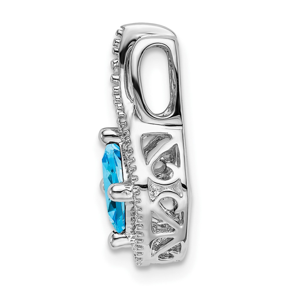 14k White Gold Blue Topaz and Diamond Pendant (PM7034-BT-001-WA)