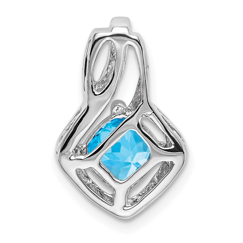 14k White Gold Blue Topaz and Diamond Pendant (PM7034-BT-001-WA)