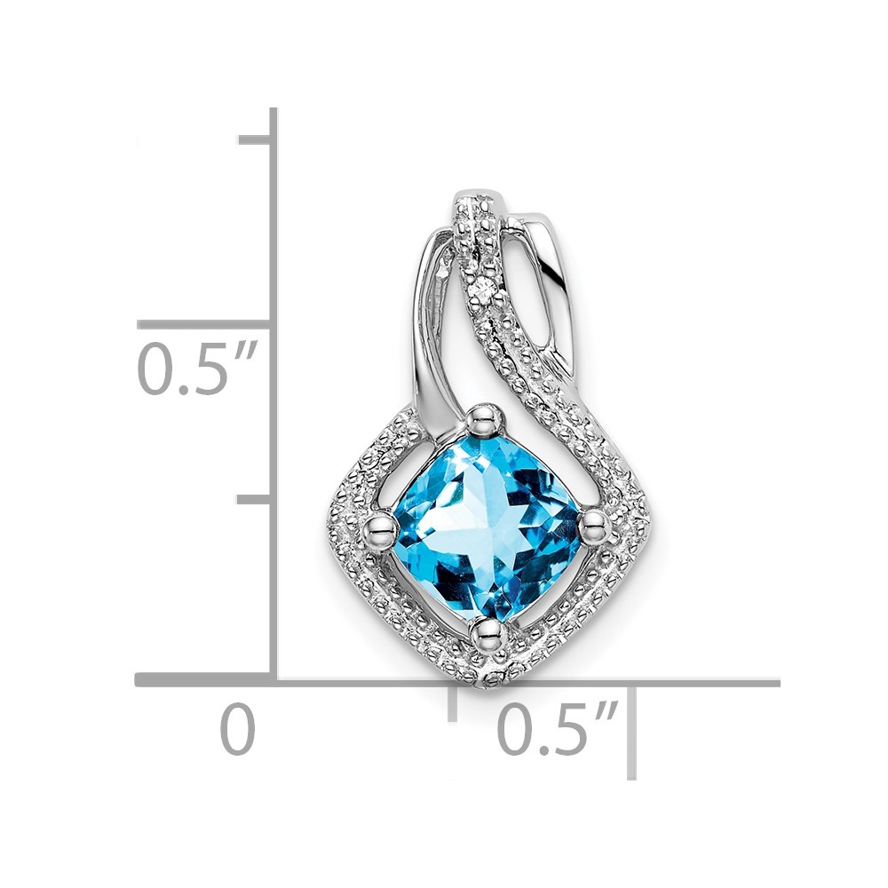 14k White Gold Blue Topaz and Diamond Pendant (PM7034-BT-001-WA)