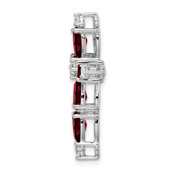 10K White Gold Garnet and Diamond Cross Chain Slide