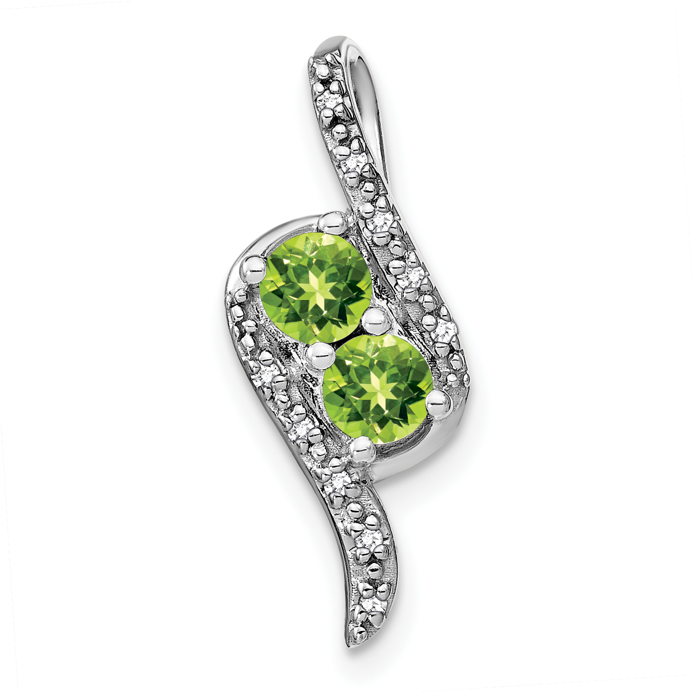 14k White Gold Peridot and Diamond Chain Slide (PM7041-PE-005-WA)