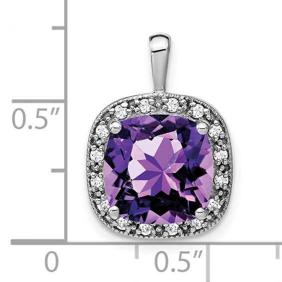 Cushion Gemstone & Diamond Halo Pendants