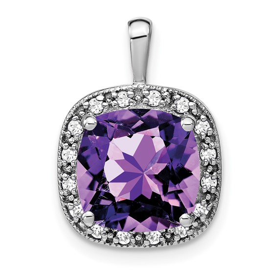 Cushion Gemstone & Diamond Halo Pendants