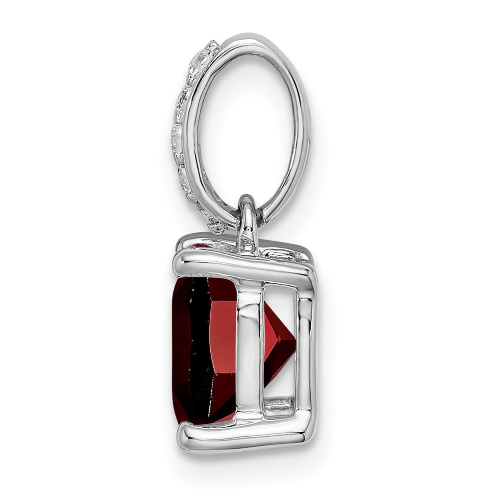 14k White Gold Cushion Garnet and Diamond Pendant (PM7048-GA-006-WA)