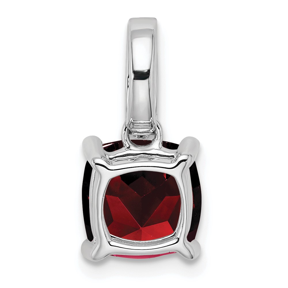 14k White Gold Cushion Garnet and Diamond Pendant (PM7048-GA-006-WA)