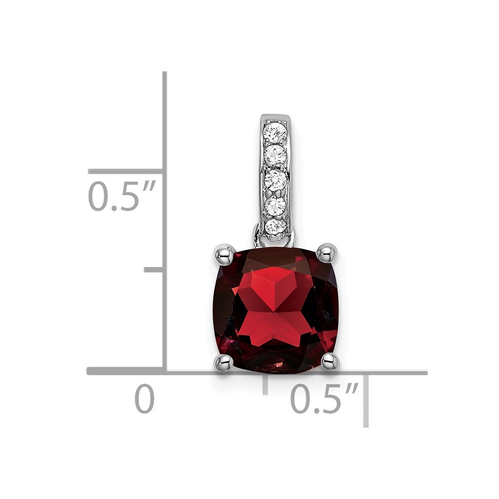 14k White Gold Cushion Garnet and Diamond Pendant (PM7048-GA-006-WA)