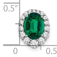 14K White Gold 0.33 Carat Lab Grown Diamond VS SI+ G+ and Lab Created Emerald Halo Chain Slide Pendant view 3