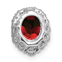 14K White Gold 0.33 Carat Lab Grown Diamond VS SI+ G+ and Lab Created Ruby Halo Chain Slide Pendant view 2