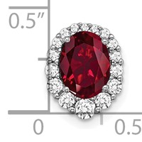 14K White Gold 0.33 Carat Lab Grown Diamond VS SI+ G+ and Lab Created Ruby Halo Chain Slide Pendant view 3