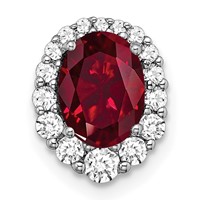 14K White Gold 0.33 Carat Lab Grown Diamond VS SI+ G+ and Lab Created Ruby Halo Chain Slide Pendant view 1